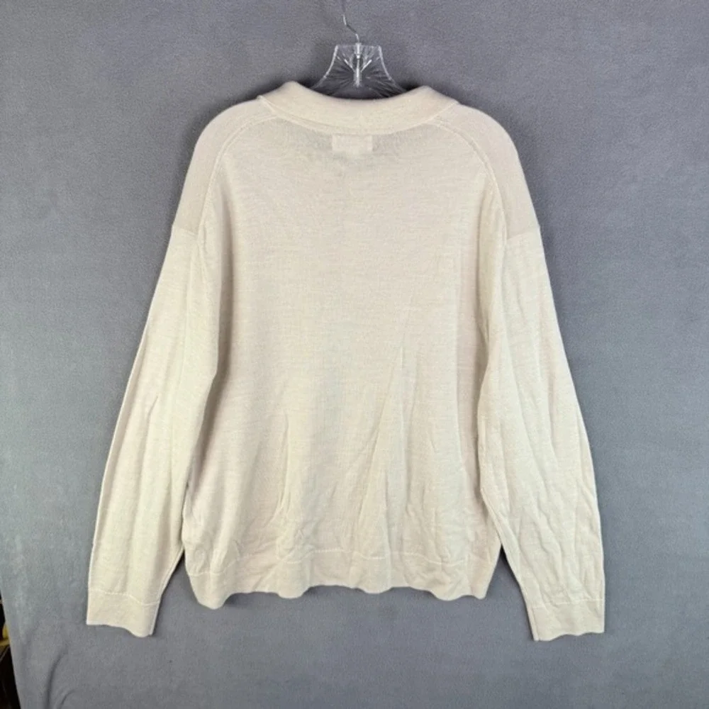 Banana Republic Mens Sweater‎ 2XL Merino Wool L/S Knit Polo Grandpa Quiet Luxury